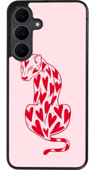 Samsung Galaxy S25 FE Case Hülle - Silikon schwarz Leopard with hearts 2026