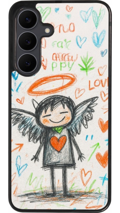 Samsung Galaxy S25 FE Case Hülle - Silikon schwarz Little Angel Sketch Love