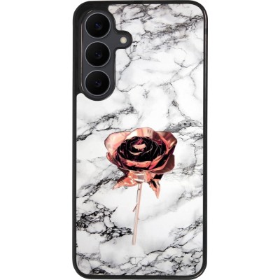 Coque Samsung Galaxy S25 FE - Silicone rigide noir Marble Rose Gold