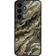 Coque Samsung Galaxy S25 FE - Silicone rigide noir Marbre Olive