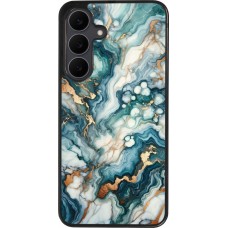 Coque Samsung Galaxy S25 FE - Silicone rigide noir Marbre Vert Bleu Doré