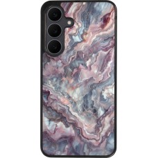 Coque Samsung Galaxy S25 FE - Silicone rigide noir Marbre violette argentée
