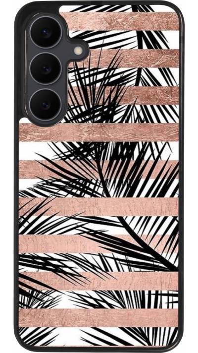 Samsung Galaxy S25 FE Case Hülle - Silikon schwarz Palm trees gold stripes