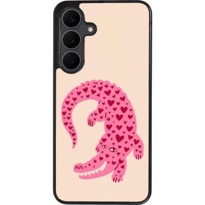 Coque Samsung Galaxy S25 FE - Silicone rigide noir Pink crocodile 2026