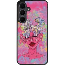 Samsung Galaxy S25 FE Case Hülle - Silikon schwarz Psychedelic pink mushroom