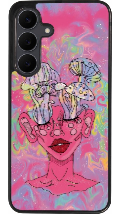 Samsung Galaxy S25 FE Case Hülle - Silikon schwarz Psychedelic pink mushroom