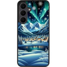 Coque Samsung Galaxy S25 FE - Silicone rigide noir Snowy Mountain Village Lake night
