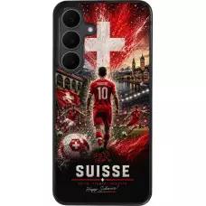 Coque Samsung Galaxy S25 FE - Silicone rigide noir Football Suisse splash 2026