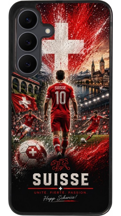Samsung Galaxy S25 FE Case Hülle - Silikon schwarz Fussball Suisse splash 2026