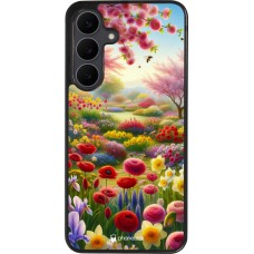Coque Samsung Galaxy S25 FE - Silicone rigide noir Spring 25 Bouquet printemps