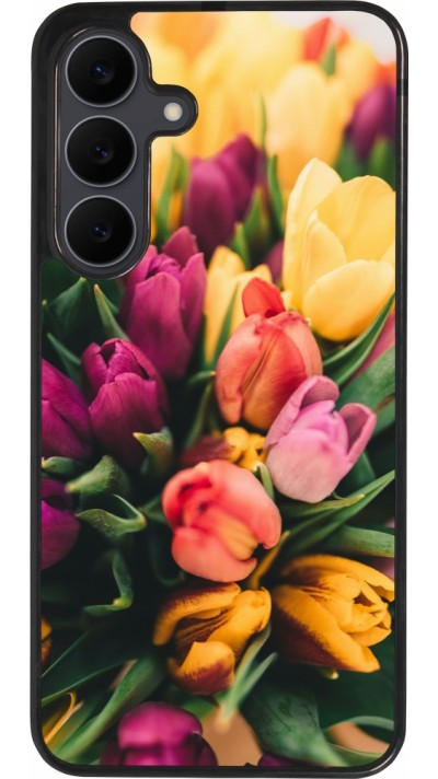 Coque Samsung Galaxy S25 FE - Silicone rigide noir Bouquet of tulips Spring 2026