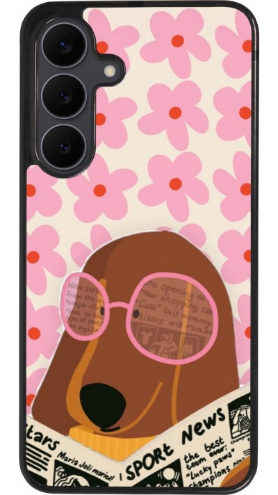 Coque Samsung Galaxy S25 FE - Silicone rigide noir Dog with newspaper Spring 2026
