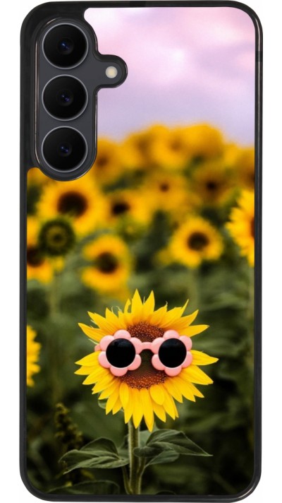 Samsung Galaxy S25 FE Case Hülle - Silikon schwarz Sunflower with glasses Spring 2026