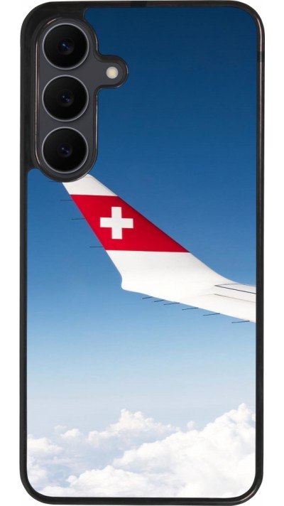 Coque Samsung Galaxy S25 FE - Silicone rigide noir Fête Nationale Suisse Sky Swiss Flag