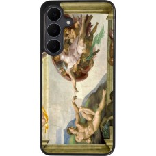 Coque Samsung Galaxy S25 FE - Silicone rigide noir Tableau art - La Création d’Adam - Michel-Ange