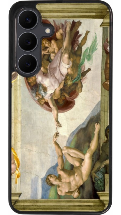 Samsung Galaxy S25 FE Case Hülle - Silikon schwarz Kunstbild - Die Erschaffung Adams - Michelangelo