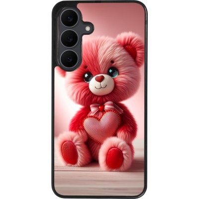 Coque Samsung Galaxy S25 FE - Silicone rigide noir Valentine 2024 Ourson rose
