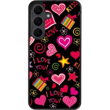 Coque Samsung Galaxy S25 FE - Silicone rigide noir Valentine 2023 love symbols