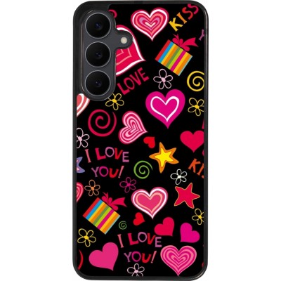 Coque Samsung Galaxy S25 FE - Silicone rigide noir Valentine 2023 love symbols