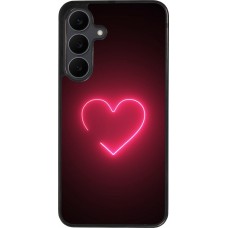 Coque Samsung Galaxy S25 FE - Silicone rigide noir Valentine 2023 single neon heart