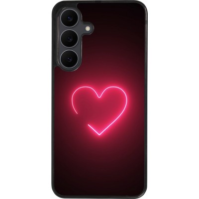Coque Samsung Galaxy S25 FE - Silicone rigide noir Valentine 2023 single neon heart