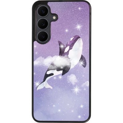 Coque Samsung Galaxy S25 FE - Silicone rigide noir Whale in sparking stars