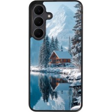 Coque Samsung Galaxy S25 FE - Silicone rigide noir Winter 25 Winter house forest day