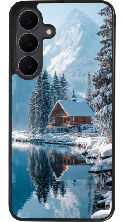 Samsung Galaxy S25 FE Case Hülle - Silikon schwarz Winter 25 Winter house forest day