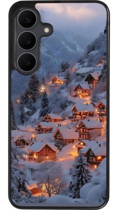 Samsung Galaxy S25 FE Case Hülle - Silikon schwarz Winter 25 Winter snowy village