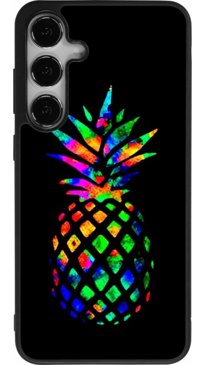 Coque Samsung Galaxy S25+ - Silicone rigide noir Ananas Multi-colors