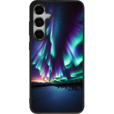 Coque Samsung Galaxy S25+ - Silicone rigide noir Aurore Boréale Étincelante