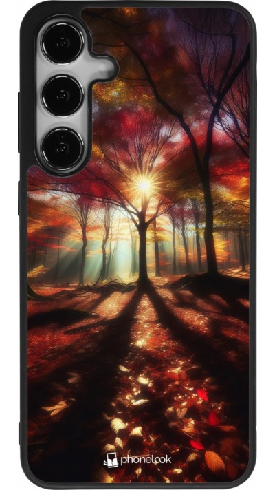 Coque Samsung Galaxy S25+ - Silicone rigide noir Automne doré glare