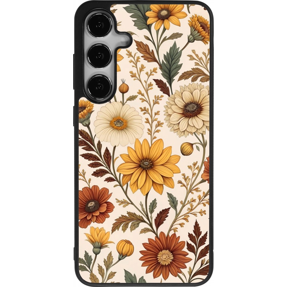 Samsung Galaxy S25+ Case Hülle - Silikon schwarz Autumn 25 Flower pattern