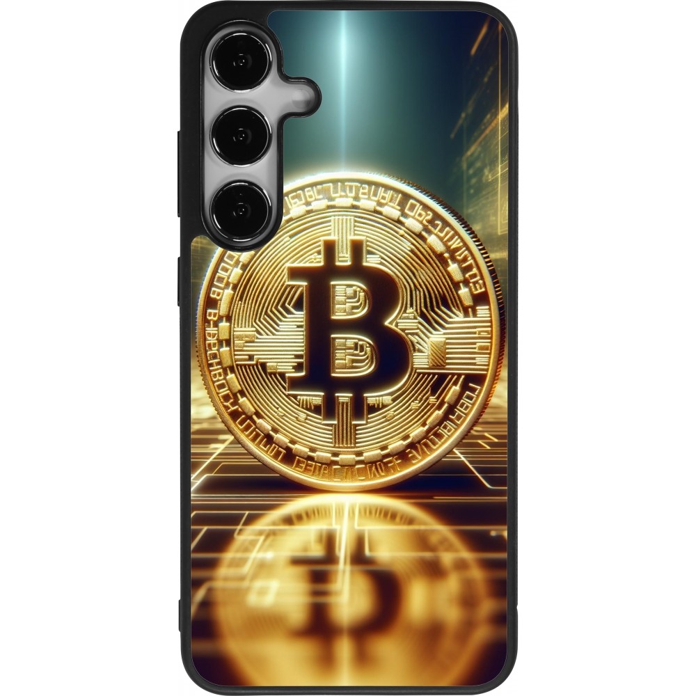 Coque Samsung Galaxy S25+ - Silicone rigide noir Bitcoin Standing