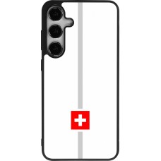 Coque Samsung Galaxy S25+ - Silicone rigide noir Canton CH blanc