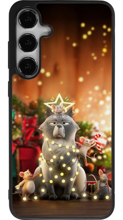 Coque Samsung Galaxy S25+ - Silicone rigide noir Christmas 25 Xmas Cat