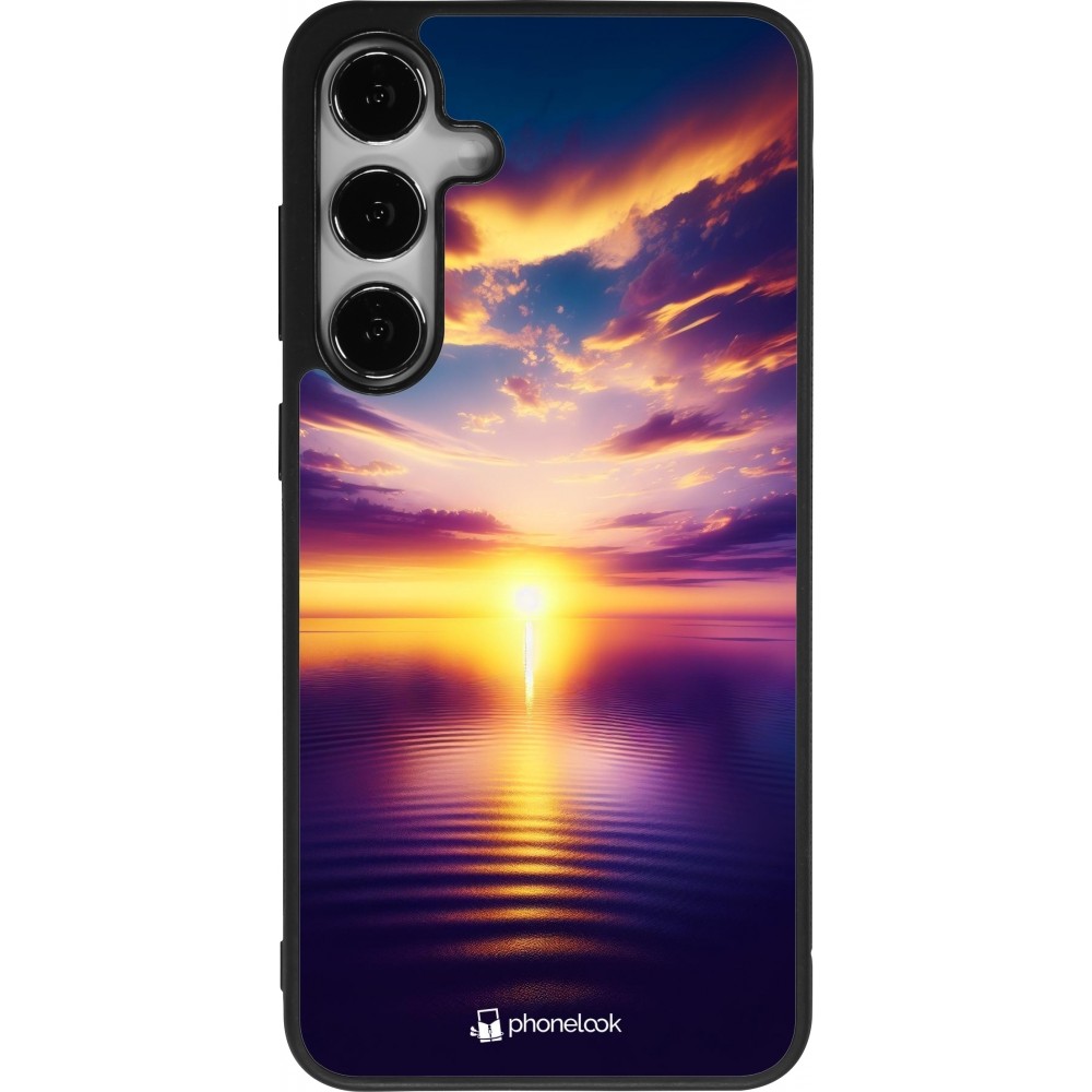 Samsung Galaxy S25+ Case Hülle - Silikon schwarz Sonnenuntergang gelb violett