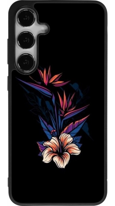 Samsung Galaxy S25+ Case Hülle - Silikon schwarz Dark Flowers
