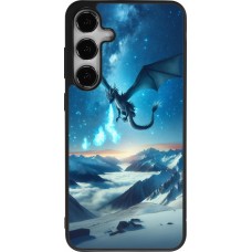 Coque Samsung Galaxy S25+ - Silicone rigide noir Dragon nocturne montagne
