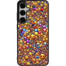 Coque Samsung Galaxy S25+ - Silicone rigide noir Emoji mixed