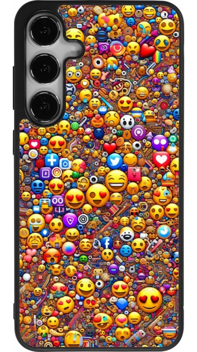 Samsung Galaxy S25+ Case Hülle - Silikon schwarz Emoji gemischt