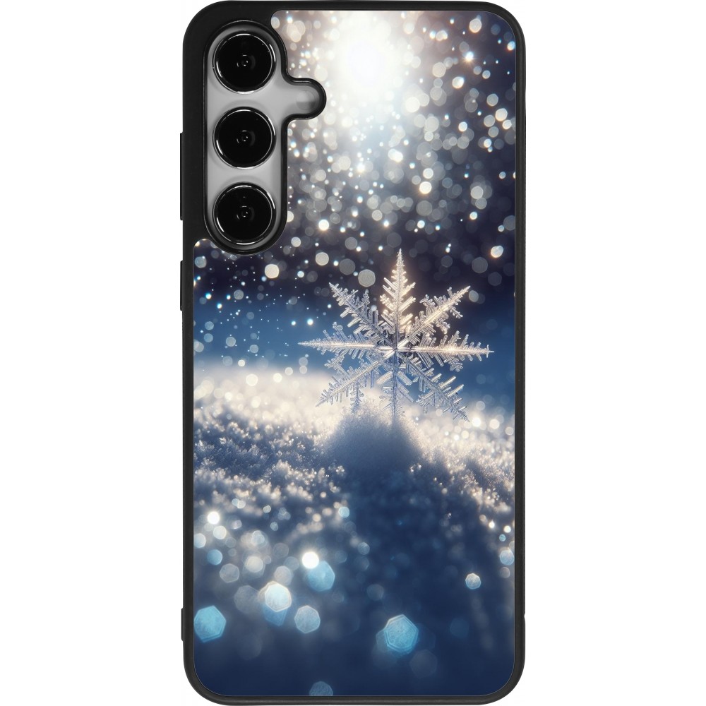 Samsung Galaxy S25+ Case Hülle - Silikon schwarz Schneeflocke Solar Glanz