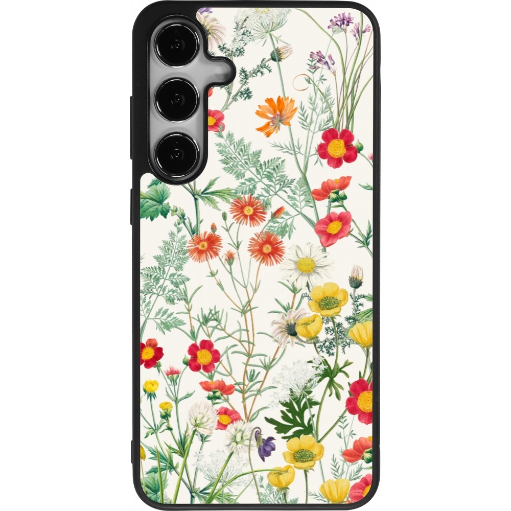 Coque Samsung Galaxy S25+ - Silicone rigide noir Flora Botanical Wildlife