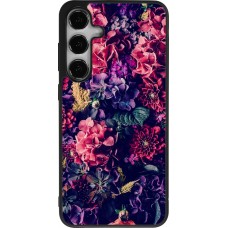 Samsung Galaxy S25+ Case Hülle - Silikon schwarz Flowers Dark