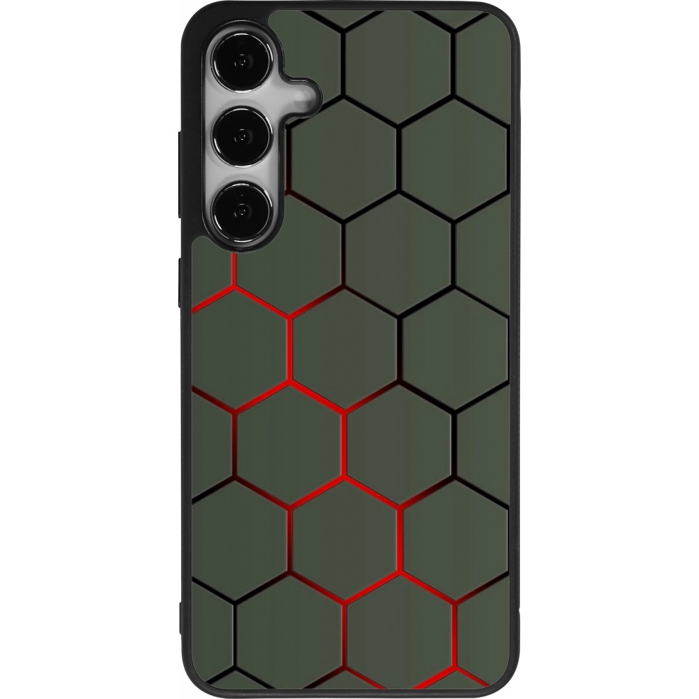 Coque Samsung Galaxy S25+ - Silicone rigide noir Geometric Line red