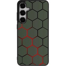 Coque Samsung Galaxy S25+ - Silicone rigide noir Geometric Line red