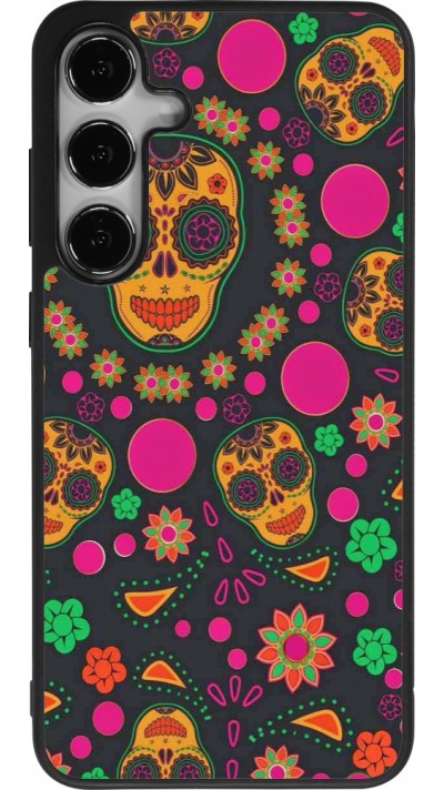 Coque Samsung Galaxy S25+ - Silicone rigide noir Halloween 22 colorful mexican skulls
