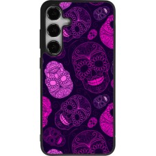 Coque Samsung Galaxy S25+ - Silicone rigide noir Halloween 2023 pink skulls