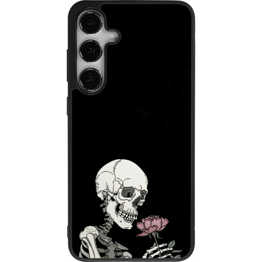 Coque Samsung Galaxy S25+ - Silicone rigide noir Halloween 2023 rose and skeleton