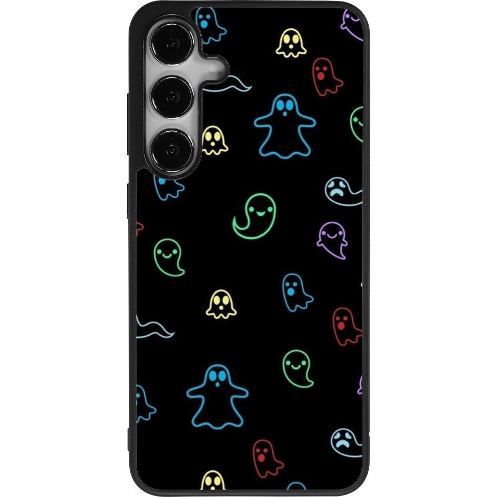 Coque Samsung Galaxy S25+ - Silicone rigide noir Halloween 2024 colorful ghosts